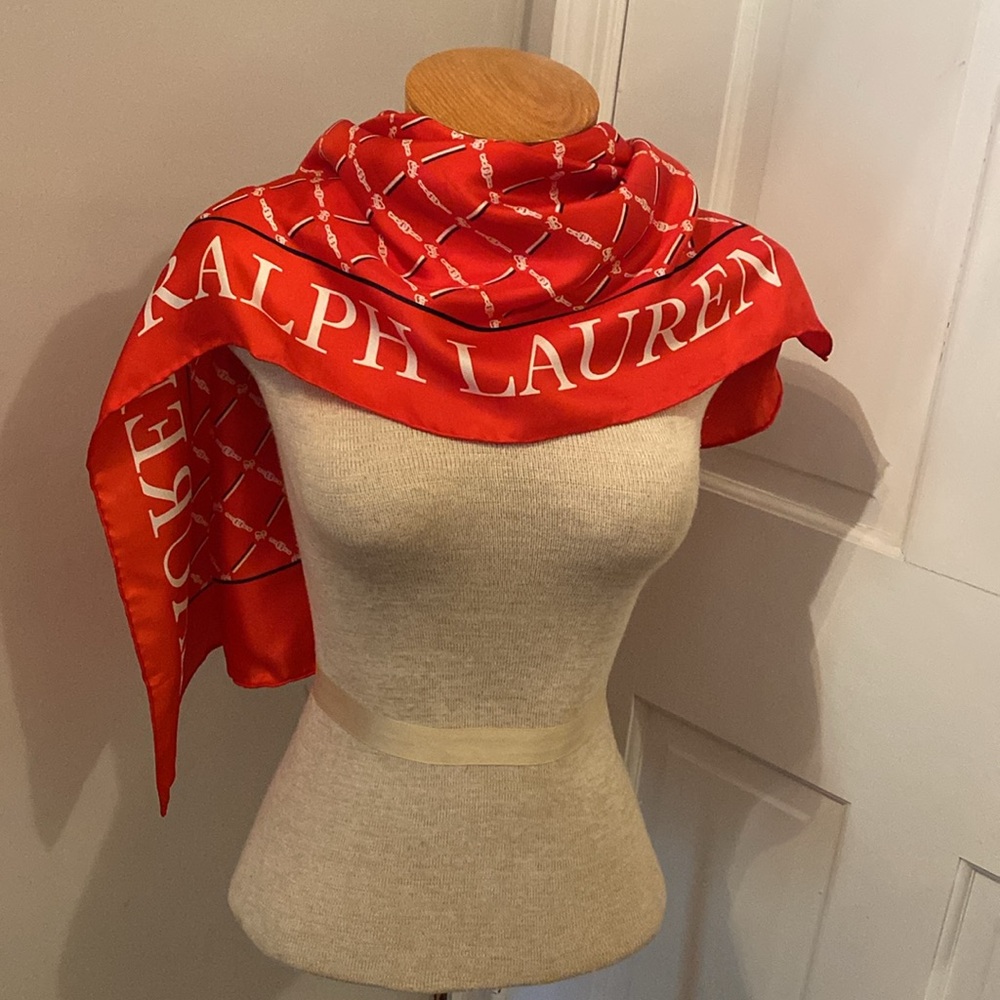 Lauren Ralph Lauren Large Logo Silk Twill Scarf - Picture 2 of 7